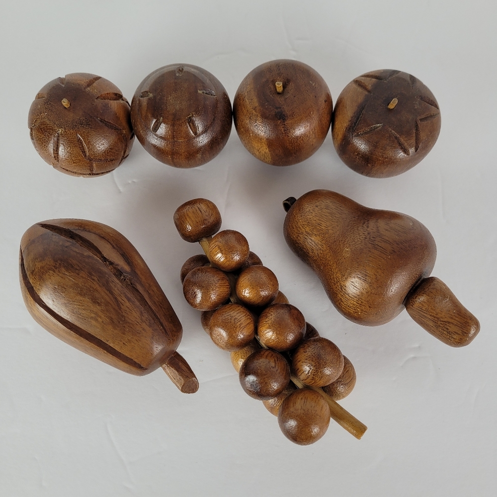 Vintage Mid-Century Wooden Fruit Set of 7
